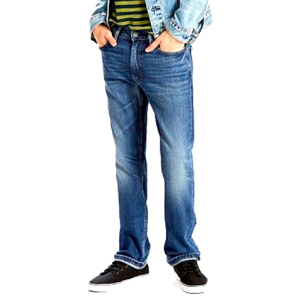 Levi’s 513 slim straight stretch denim distressed blue jeans size 34 X 32 VGUC